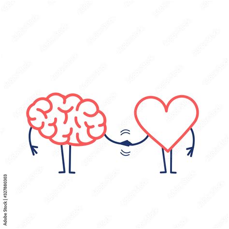 Brain And Heart Handshake Vector Concept Illustration Of Teamwork