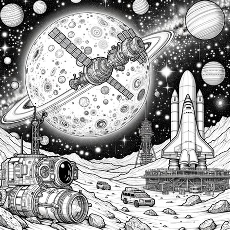 Children's Realistic Space Coloring Page- 4 Free Printable Pages