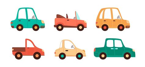 Vector cartoon cars collection for children designs. Isolated simple ...