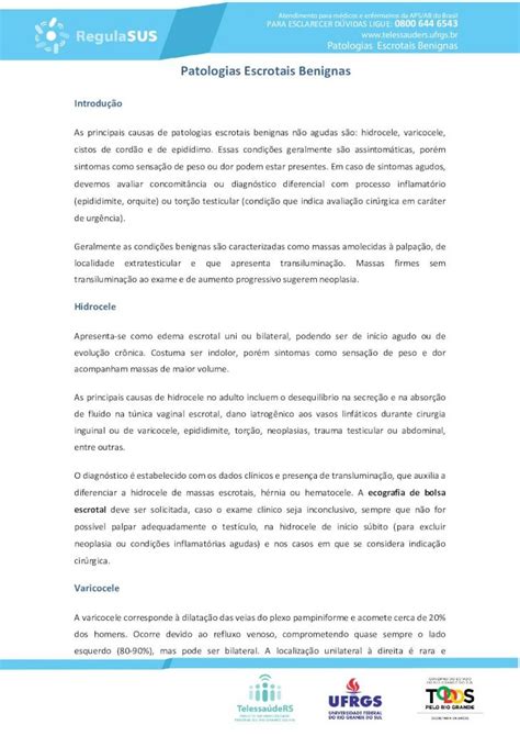 Pdf Patologias Escrotais Benignas Inicial Ufrgs Pdf Fileas