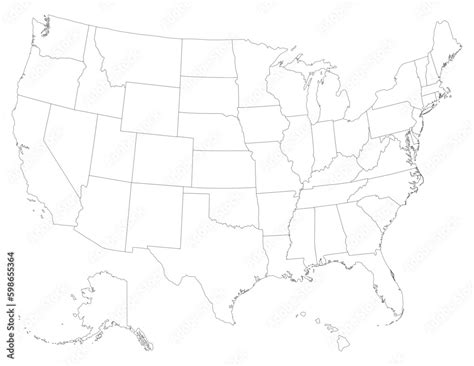 USA map with states, United States of America map. Isolated map of USA ...