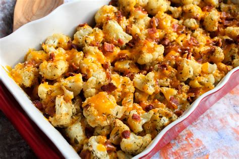 Roasted Bacon Cheddar Cauliflower Recipe Just A Pinch Recipes