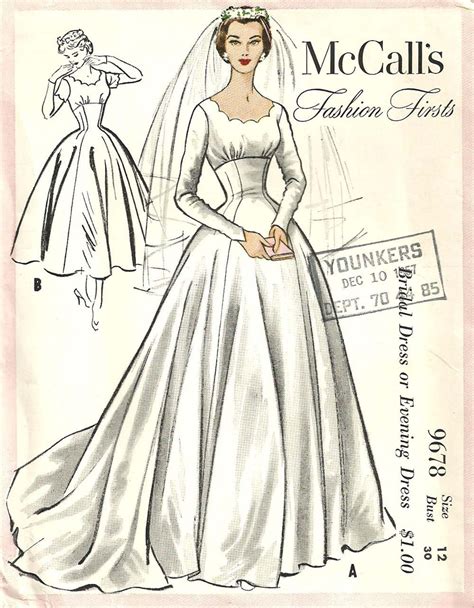 McCalls 9678 Vintage 50s Sewing Pattern Bridal Gown Wedding