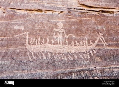 Rock-art in the Eastern Desert showing boat and oarsmen, Wadi Umm Salam, Egypt, North Africa ...