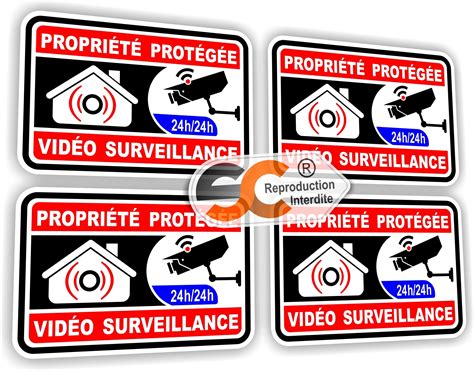 Sticker Alarme Vid O Surveillance Autocollant Lot De Stickers