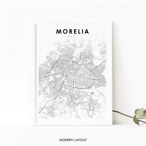 Morelia Mexico Map Print Map Art Poster Valladolid Etsy