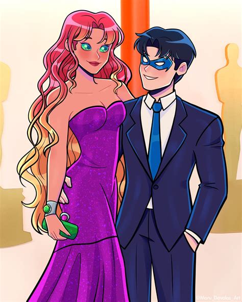 [fan Art] Nightwing And Starfire At The Oscars By Maru Davalos R