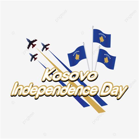 Kosovo Lettering Independence Day With Airplane Vector Independence