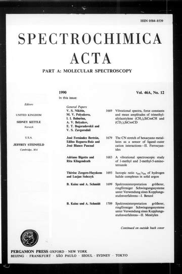 Spectrochimica Acta Part A Molecular Spectroscopy 1990 Vol 46a Iss 12 Free Download Borrow