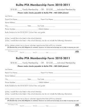 Fillable Online Builta Ipsd Builta Pta Membership Form Builta