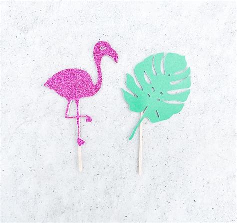 Glitter Pink Flamingo Cupcake Toppers Flamingo And Tropical Etsy