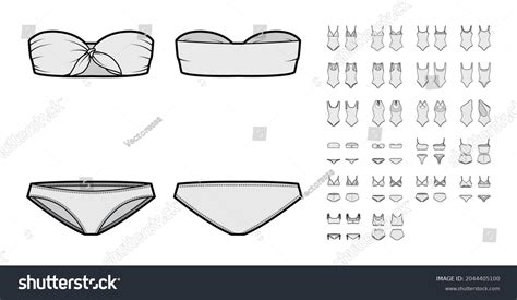 Set Swimsuit Lingerie Technical Fashion Illustration Stock Vector Royalty Free 2044405100
