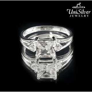 Unisilver Sterling Silver Princess Cut Engagement Rs