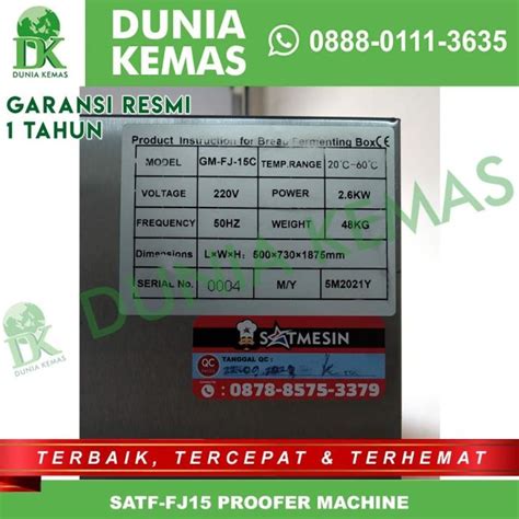 Jual SATF FJ15 Proofer Listrik Pengembang Adonan Roti Tanpa Tray