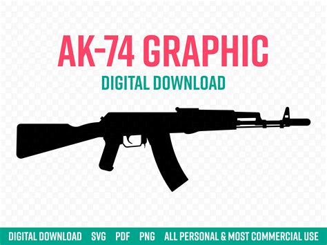 AK74, AK-74 Russian Machine Gun Rifle digital Download Vector .svg .png ...