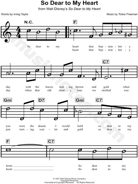 "So Dear to My Heart" from 'So Dear to My Heart' Sheet Music for Beginners in F Major - Download ...