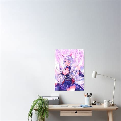 Póster Sexy Fox Kaga Hot Tetas Pechos Muslos Panty Azur Lane AL Lascivo Hentai Ecchi Anime