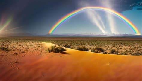 Premium Photo | Rainbow over the sand dunes in the desert