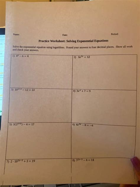 Solved Name Period Date Practice Worksheet Solving Chegg