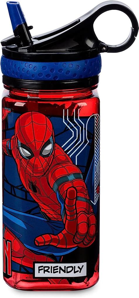 Marvel Spider Man Water Bottle With Built In Straw Sports