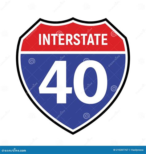 40 Route Sign Icon Vector Road 40 Highway Interstate American Freeway