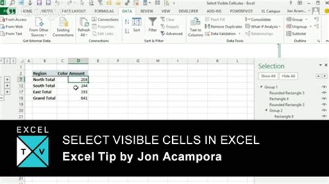 Select Visible Cells In Excel Excel Tips And Shortcuts Youtube