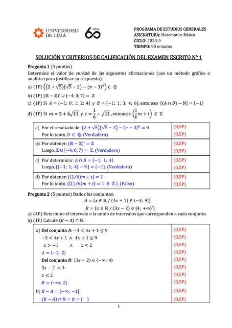 Solution Solucionario De Examen De Matematica Basica Ee Studypool