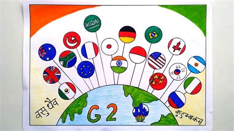 G20 Drawing | G20 Poster | G20 India Logo Drawing | Poster On G20 | One ...