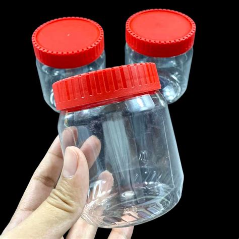 Plastic Bottle Clear Jar with Ribbed Line Lid Containers All-Purpose ...