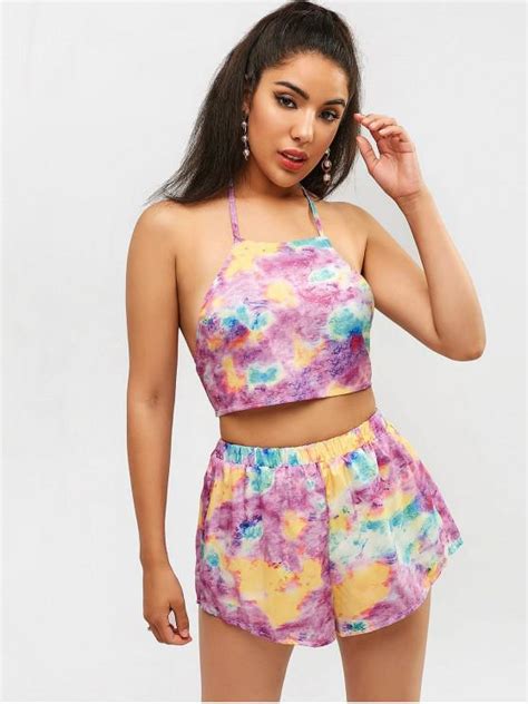 [19 Off] 2021 Tie Dye Crop Top And Shorts Two Piece Set In Multi A Zaful