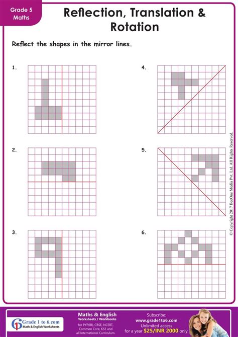 Reflection Worksheet Grade 5 In 2024 Reflection Math Math