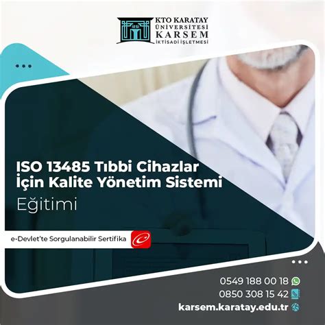 ISO 13485 Tıbbi Cihazlar İçin Kalite Yönetim Sistemi Eğitimi Sertifika