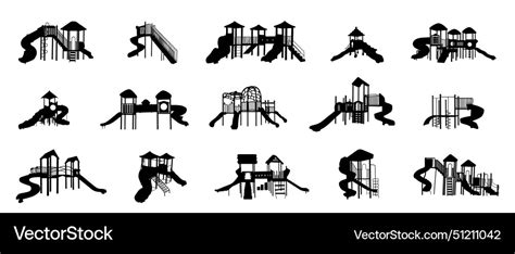 Children Playground Equipment Silhouettes Vector Image