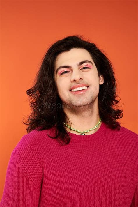 Joyous Good Looking Gay Man With Stock Image Image Of Makeup Lgbtq