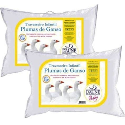 Kit Travesseiros Infantil Plumas De Ganso X Cm Daune No