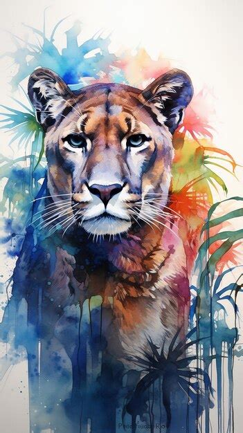 Premium Photo | Fluid Grace Florida Panther in Watercolor Generative Art