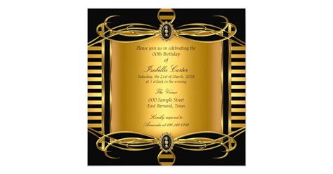 Gold Deco Black Stripe Pearl Birthday Party Invitation Zazzle Pearl