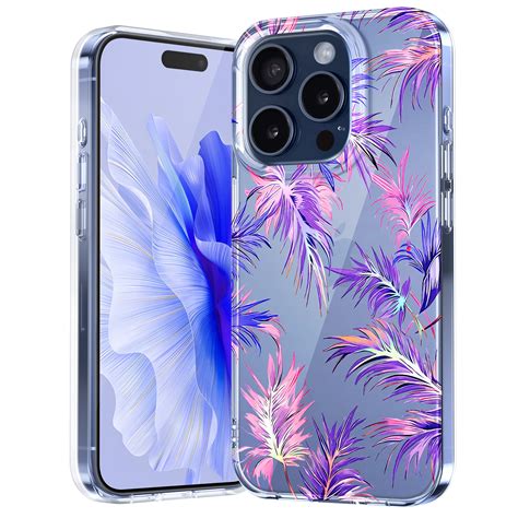 Clear Case For Iphone 15 Cute Flower Floral Pattern Design For Girls Women Soft Tpu And Pc Stylish