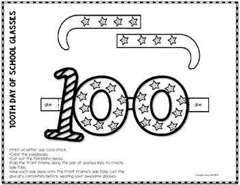 100th Day of School Glasses FREEBIE | 100 days of school, 100th day ...