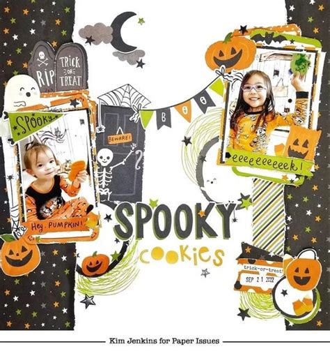 Halloween Scrapbook Layout With Pumpkins Jack O Lanterns And