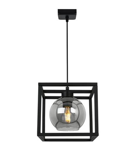 Modernistyczna Lampa Wisz Ca Szklany Haga Cage Grafitowy Klosz Lampy