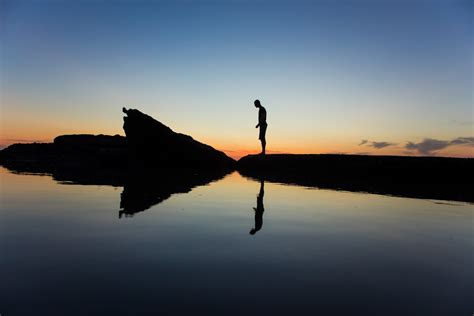 Free Images Man Beach Sea Coast Water Ocean Horizon Silhouette