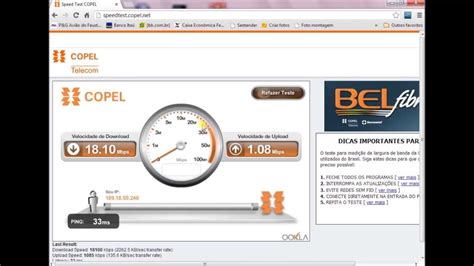 Teste De Velocidade De Internet Banda Larga No Brasil Copel Youtube