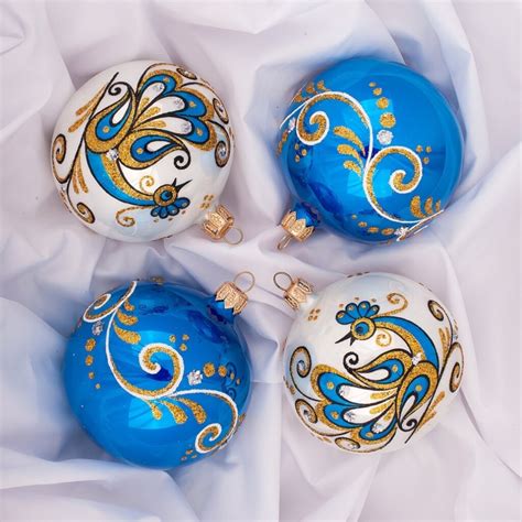 Набор елочных украшений Елочка, Пава, 4 шт, 8.5 см, стекло, С2209 в ...