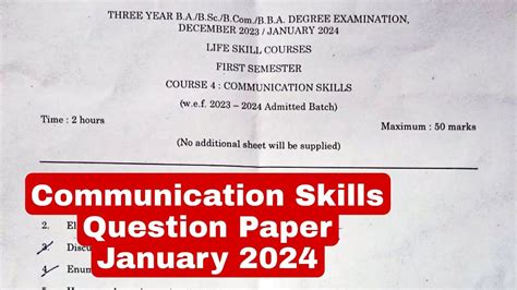 Degree Semester 1 Communication Skills Question Paper Degree 1st Sem