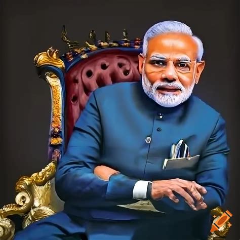 A Vibrant Depiction Of Narendra Modi In A Regal Setting With An Indian