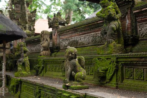 Bali Monkey Forest Temple Statues Moss Stock Photo | Adobe Stock