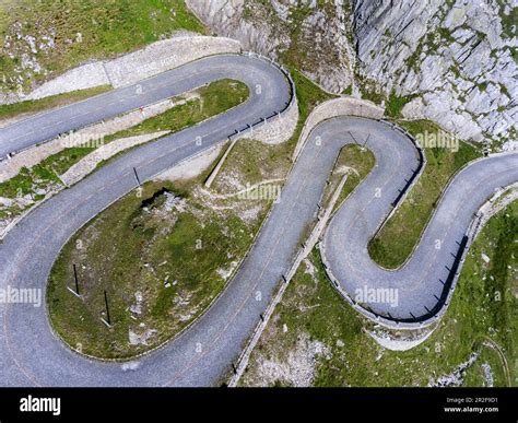 Old Gotthard Pass Old Pass Road In Val Tremola Winding Alpine Road