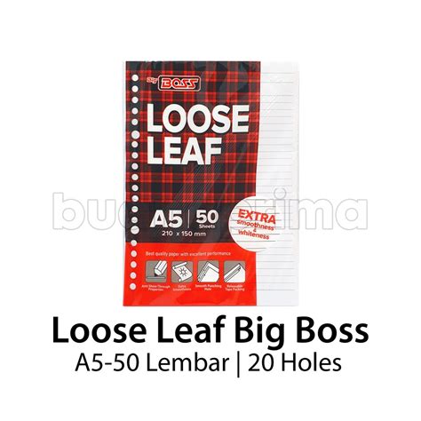 Jual Loose Leaf Big Boss Bergaris A5 50 Lembar 21x15 Cm 20 Holes Kertas