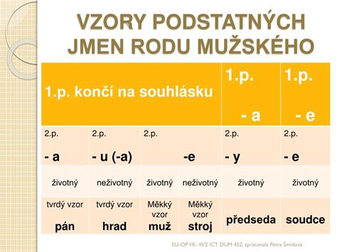 PPT SKLOŇOVÁNÍ PODSTATNÝCH JMEN RODU MUŽSKÉHO PowerPoint Presentation